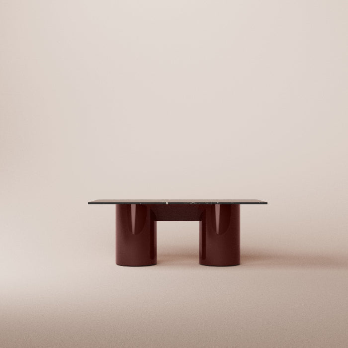 Modern Dinnig table with a glossy finish on a beige background