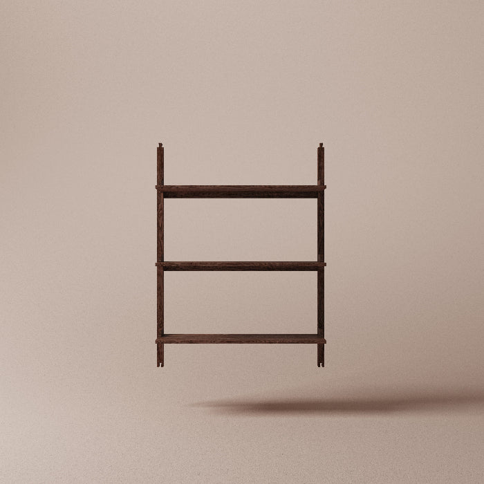 Wooden ladder on a beige background