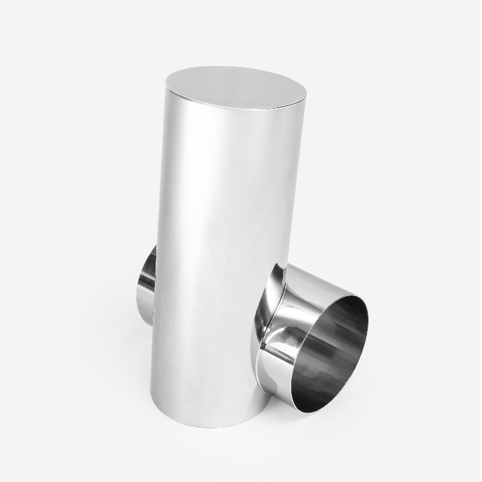 Metallic cylindrical object on a white background