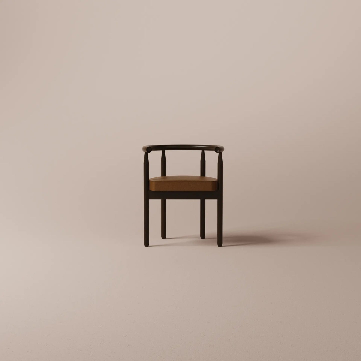 Chair with brown cushion on a beige background