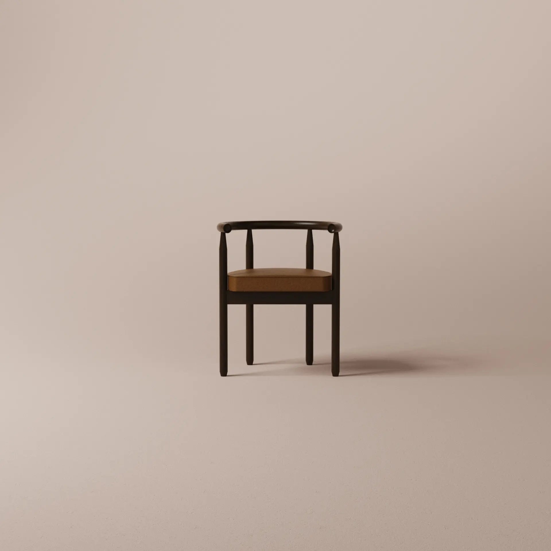 Chair with brown cushion on a beige background