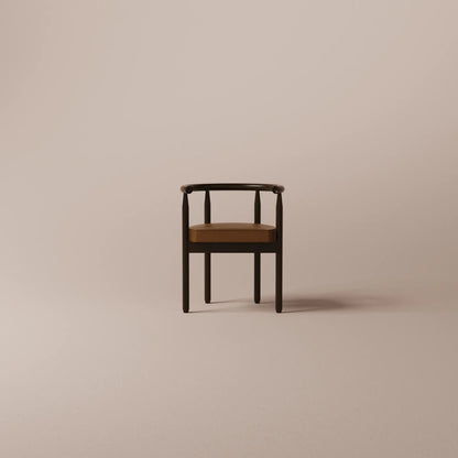 Chair with brown cushion on a beige background