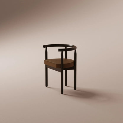Brown chair with black frame on a beige background