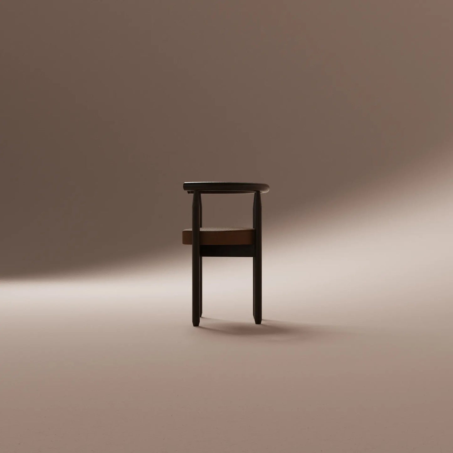 Wooden chair on a gradient brown background