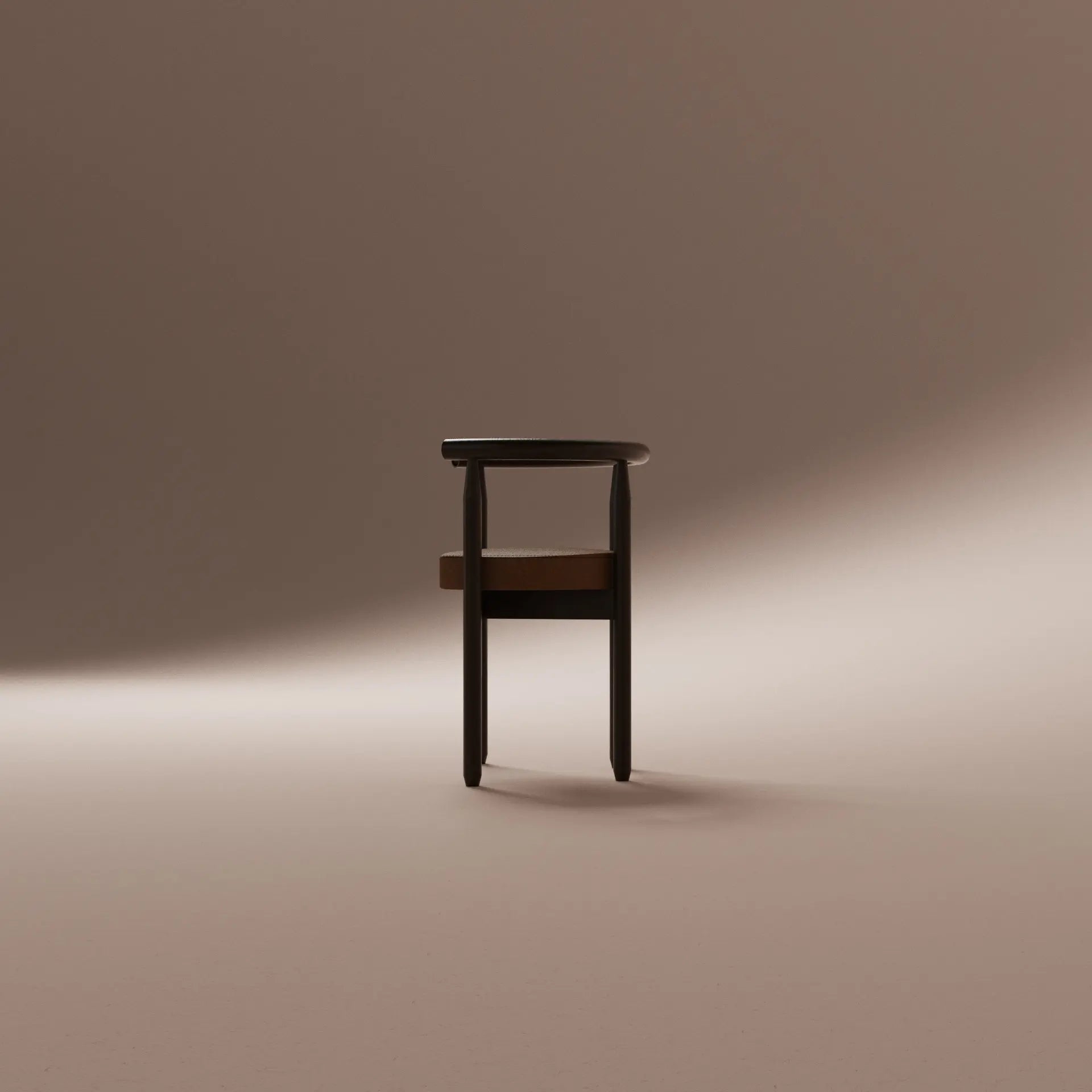 Wooden chair on a gradient brown background