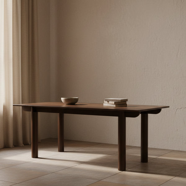 Wooden table on a beige background