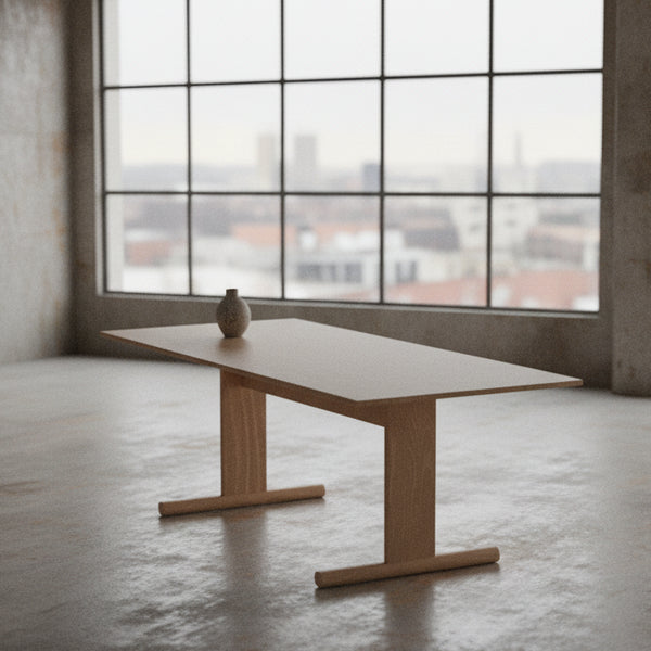 Beige table on a beige background