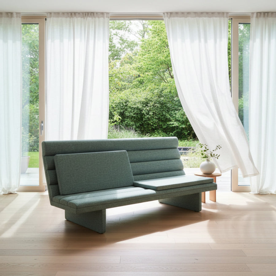 Modern green bench on a white background