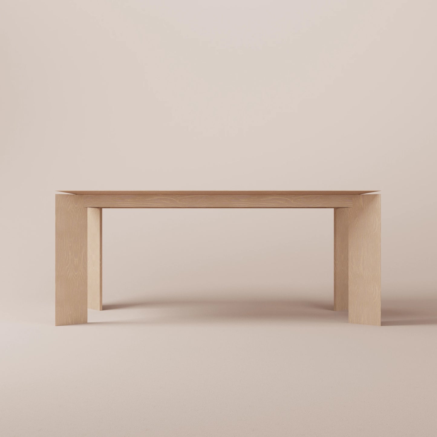 Solid Ash wood table on a beige background